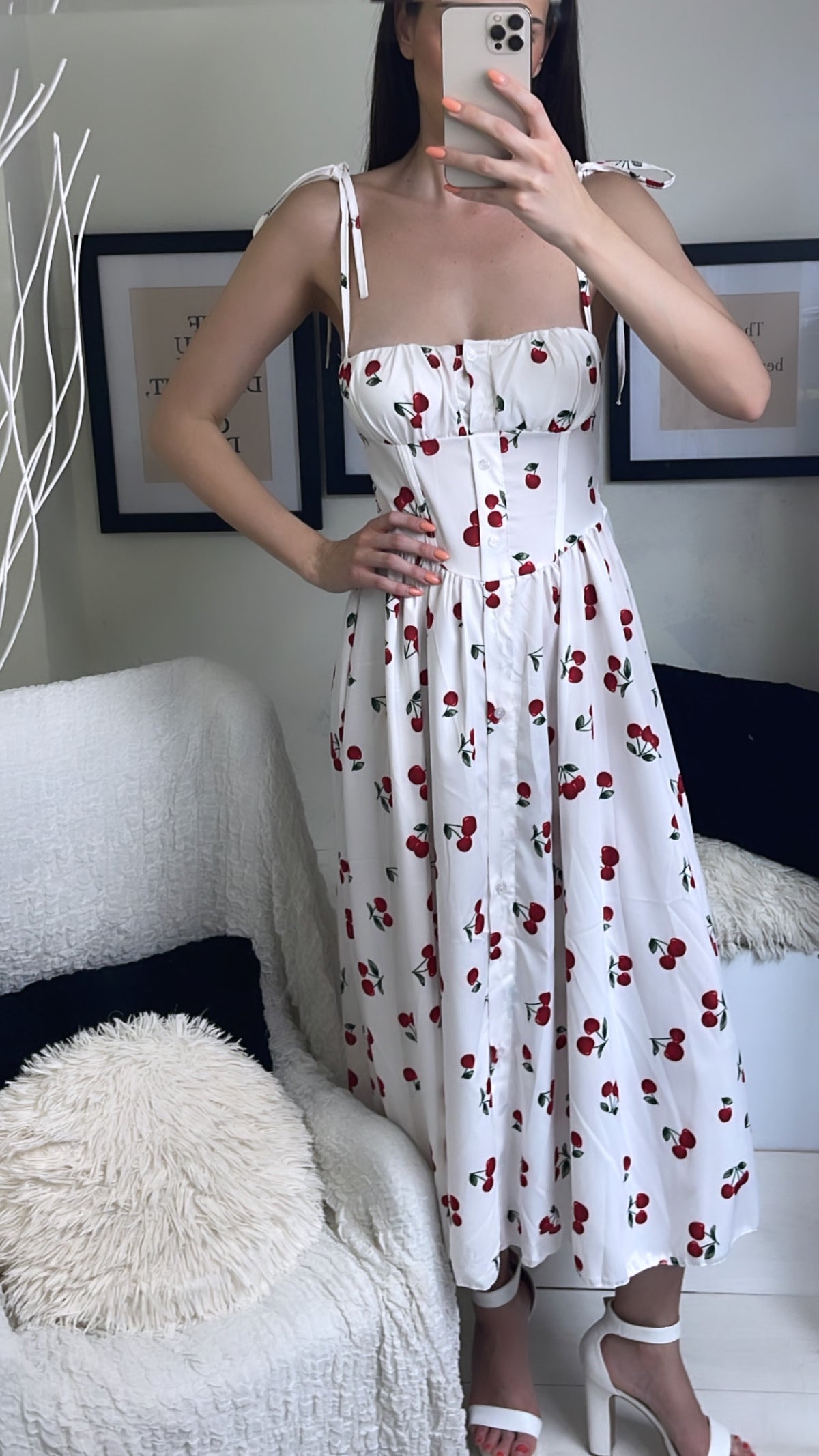 Midi girly φόρεμα με κεράσια