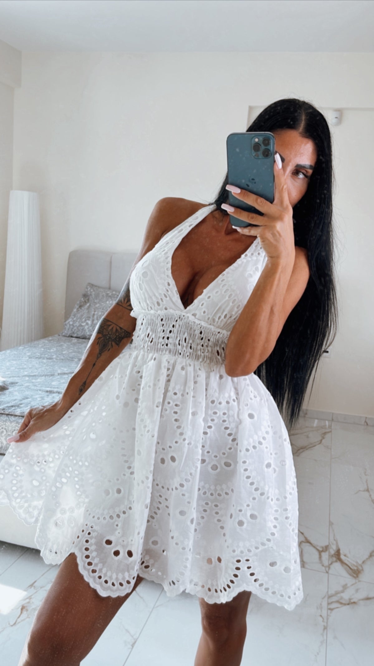 Mini girly φόρεμα λευκό