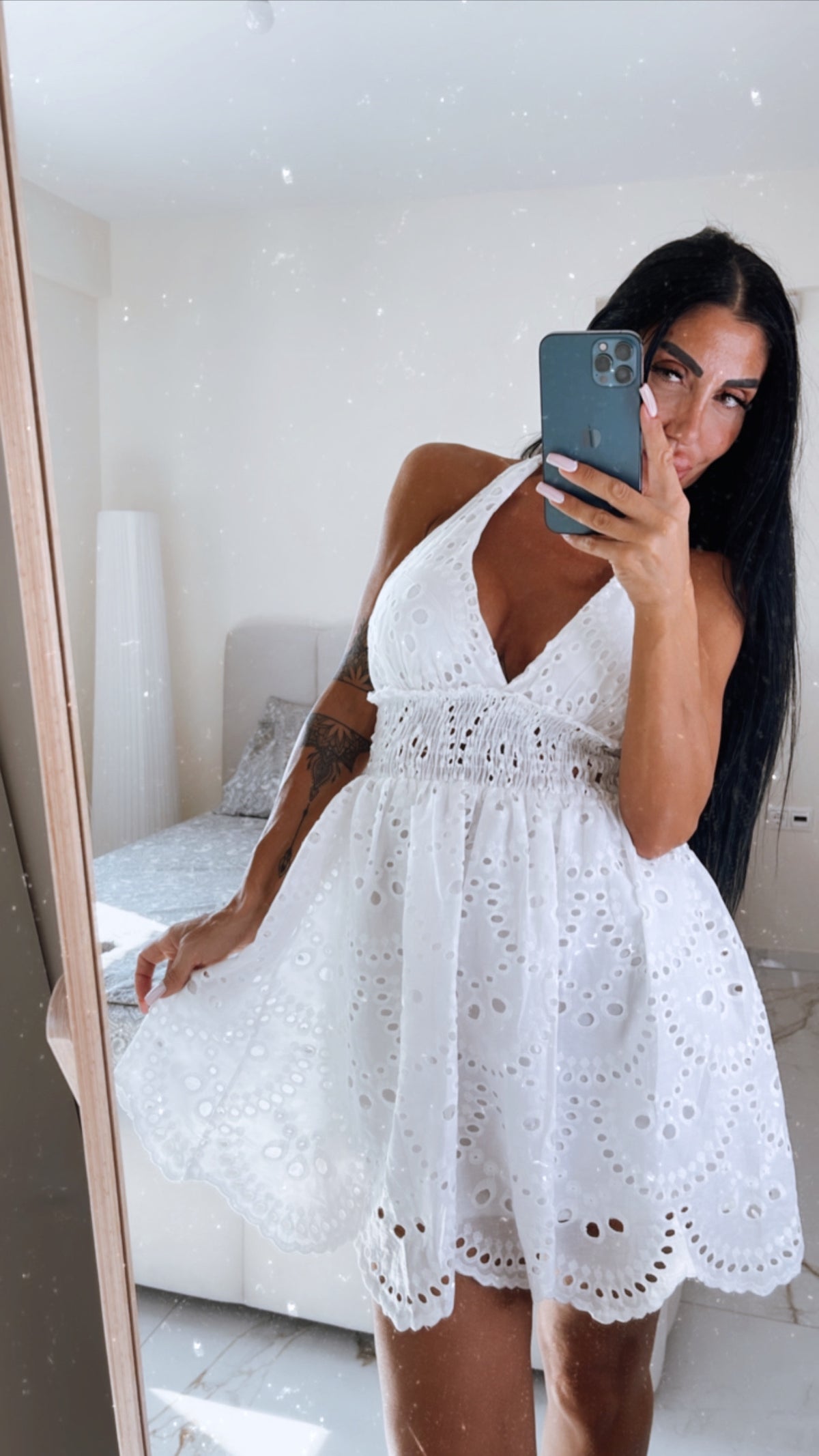 Mini girly φόρεμα λευκό